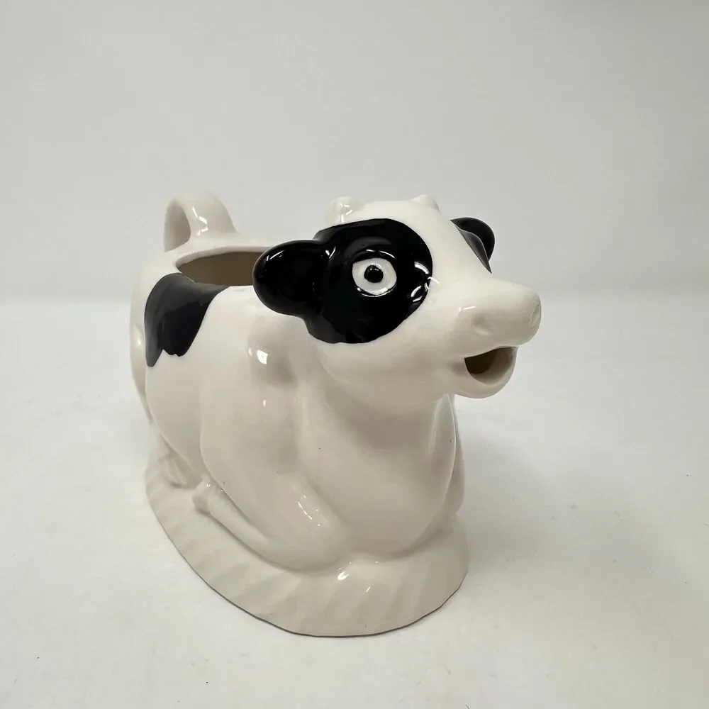 Vtg Himark County Fare Cow Creamer Ceramic Pitcher Japan Black White 7.5